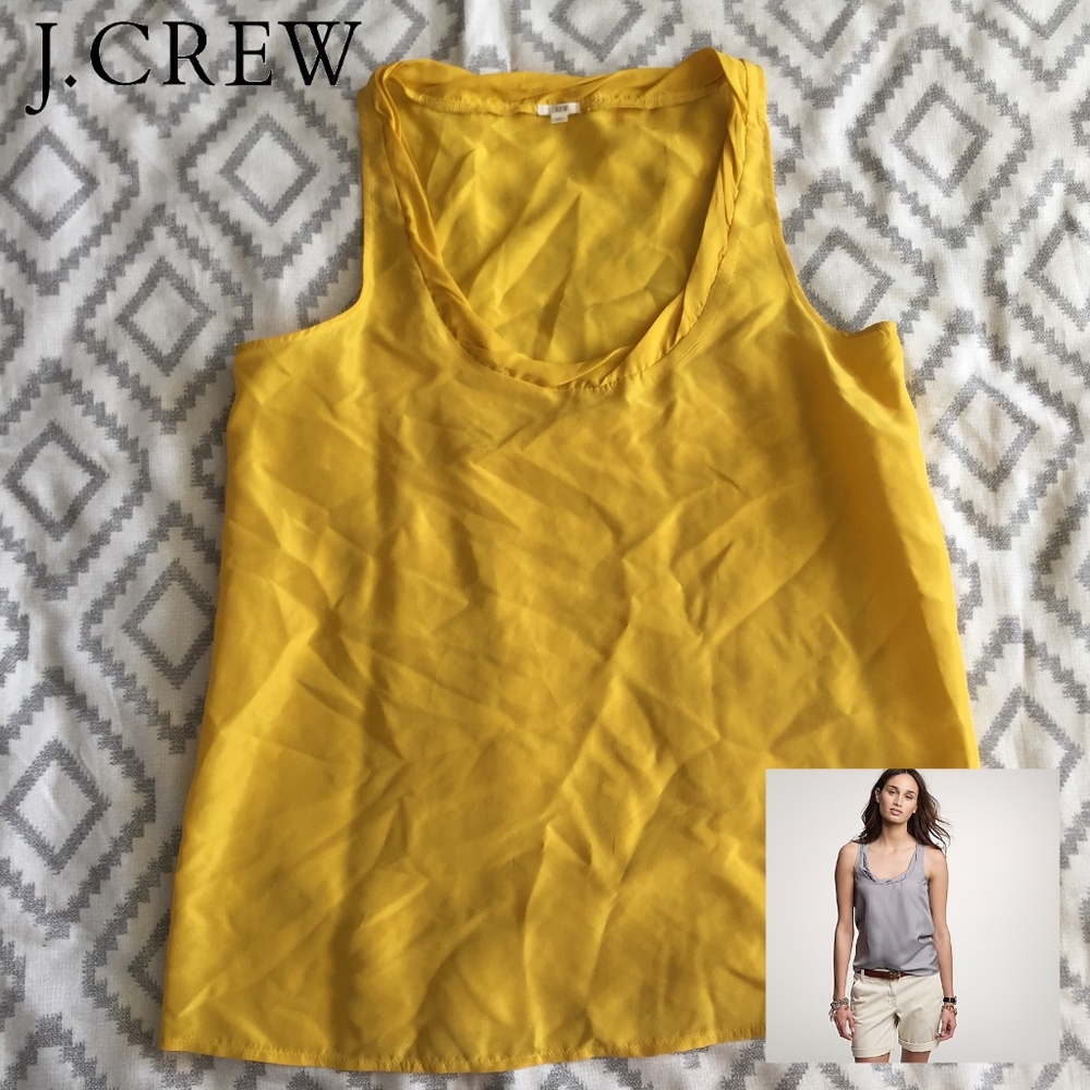 J. Crew Silk Twyla Tank Yellow Sleeveless Blouse